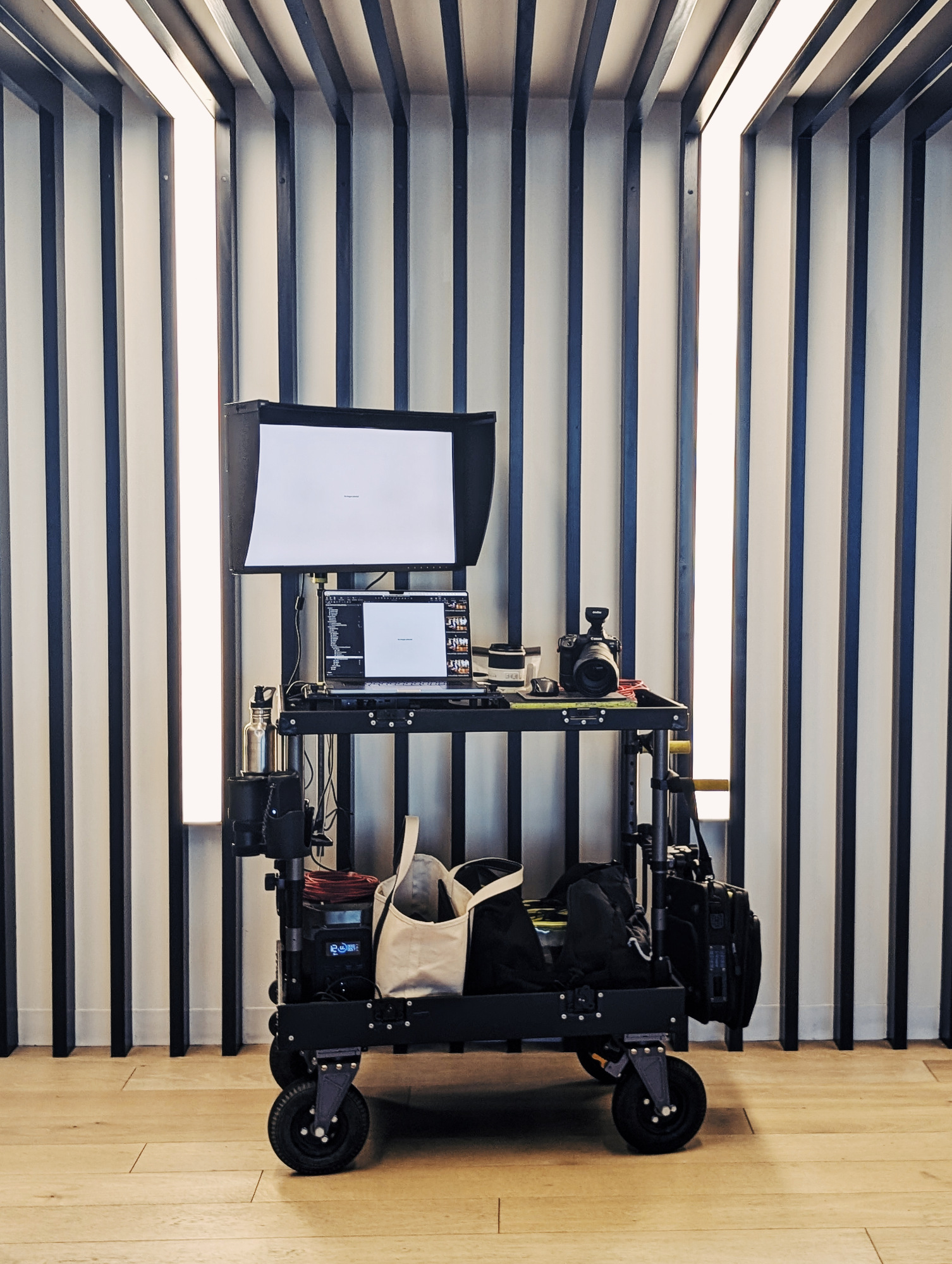My production cart with cool light wall